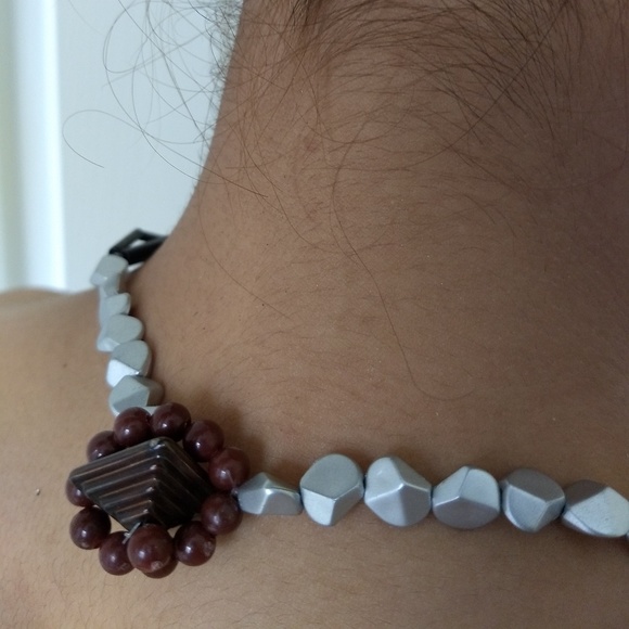 Handmade natural material 5 rows unique necklace - Picture 3 of 3